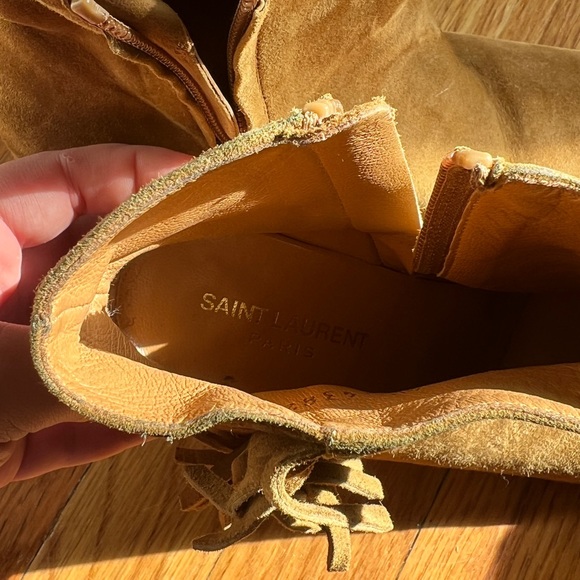 Saint Laurent suede fringe trim accent boots - Picture 4 of 5